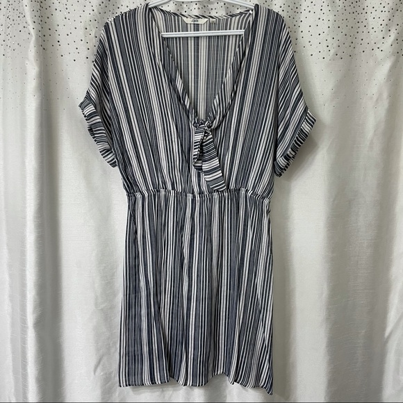 Stipped Bathing Suit Dress Cover - Picture 1 of 5